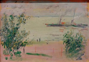 ライン川沿いのヘルセルで 作： August Macke